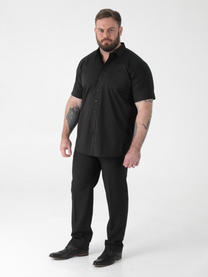 D555 Lucas Plamoodporna Niewymagająca Prasowania Elastyczna Koszula Z Krótkim Rękawem Czarna - Koszule - Koszule 2XL-10XL