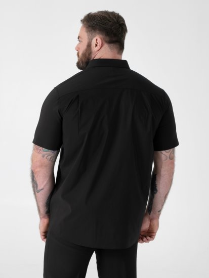 D555 Lucas Plamoodporna Niewymagająca Prasowania Elastyczna Koszula Z Krótkim Rękawem Czarna - Koszule - Koszule 2XL-10XL