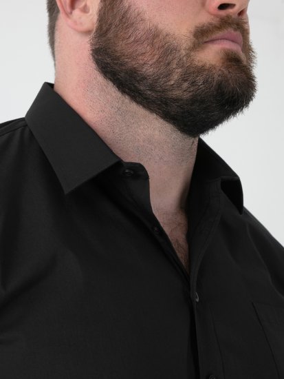 D555 Lucas Plamoodporna Niewymagająca Prasowania Elastyczna Koszula Z Krótkim Rękawem Czarna - Koszule - Koszule 2XL-10XL