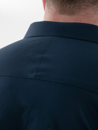 D555 Lucas Plamoodporna Niewymagająca Prasowania Elastyczna Koszula Z Krótkim Rękawem Granatowa - Koszule - Koszule 2XL-10XL