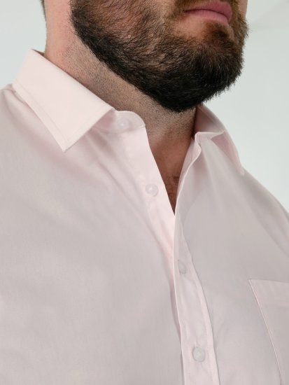 D555 Lucas Plamoodporna Niewymagająca Prasowania Elastyczna Koszula Z Krótkim Rękawem Różowa - Koszule - Koszule 2XL-10XL