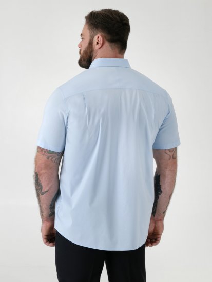 D555 Lucas Plamoodporna Niewymagająca Prasowania Elastyczna Koszula Z Krótkim Rękawem Błękitna - Koszule - Koszule 2XL-10XL