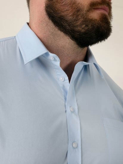 D555 Lucas Plamoodporna Niewymagająca Prasowania Elastyczna Koszula Z Krótkim Rękawem Błękitna - Koszule - Koszule 2XL-10XL