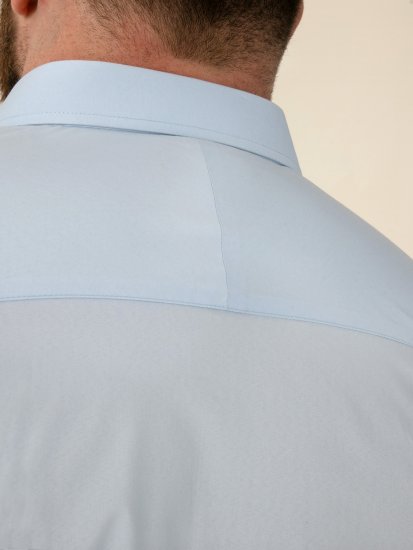 D555 Lucas Plamoodporna Niewymagająca Prasowania Elastyczna Koszula Z Krótkim Rękawem Błękitna - Koszule - Koszule 2XL-10XL