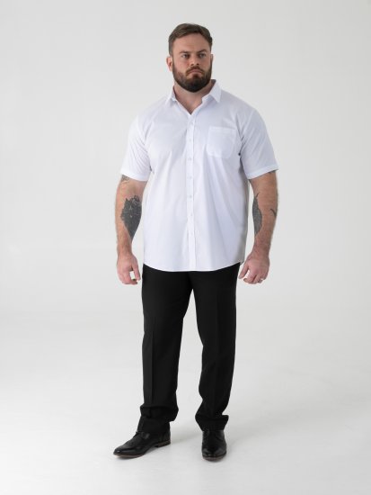 D555 Lucas Plamoodporna Niewymagająca Prasowania Elastyczna Koszula Z Krótkim Rękawem Biała - Koszule - Koszule 2XL-10XL