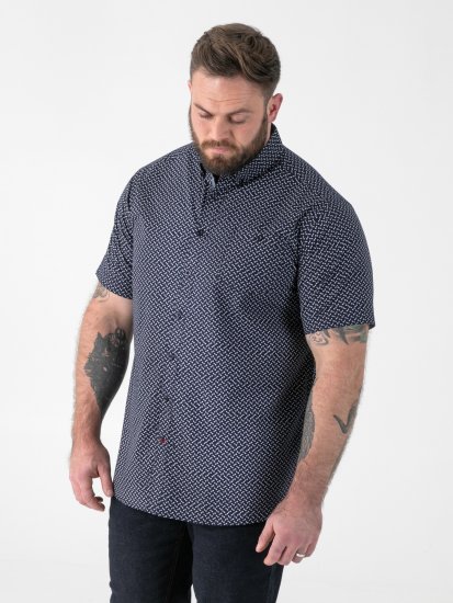 D555 Melrose Navy Icon AOP Button Down Collar Short Sleeve Navy - Koszulki z krótkim rękawem - Męskie koszule z krótkim rękawem