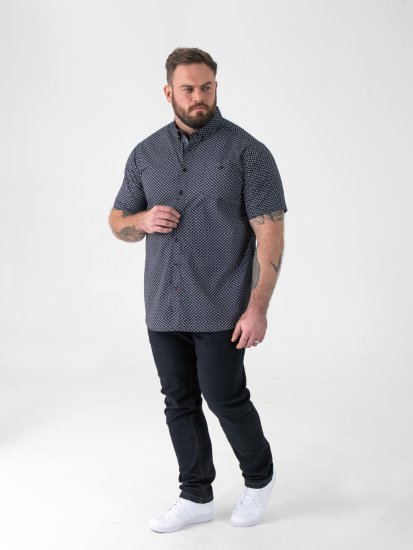 D555 Melrose Navy Icon AOP Button Down Collar Short Sleeve Navy - Koszulki z krótkim rękawem - Męskie koszule z krótkim rękawem