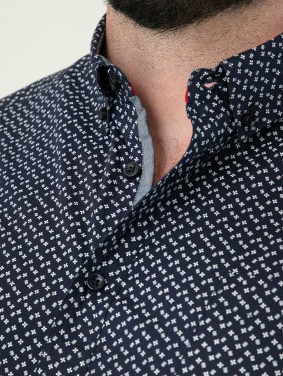 D555 Melrose Navy Icon AOP Button Down Collar Short Sleeve Navy - Koszulki z krótkim rękawem - Męskie koszule z krótkim rękawem