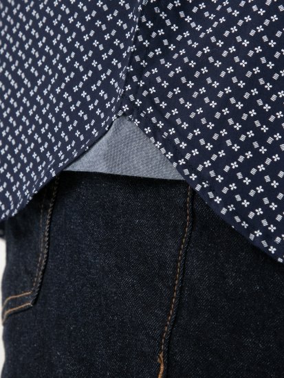 D555 Melrose Navy Icon AOP Button Down Collar Short Sleeve Navy - Koszulki z krótkim rękawem - Męskie koszule z krótkim rękawem