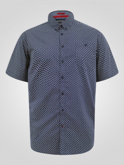 D555 Melrose Navy Icon AOP Button Down Collar Short Sleeve Navy - Koszulki z krótkim rękawem - Męskie koszule z krótkim rękawem