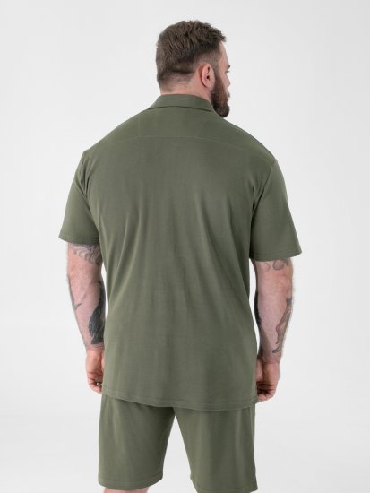 D555 Connor Stretch Cuban Collar Reosrt Short Sleeve Shirt Khaki - Koszule - Koszule 2XL-10XL