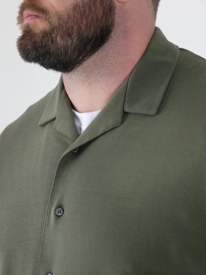 D555 Connor Stretch Cuban Collar Reosrt Short Sleeve Shirt Khaki - Koszule - Koszule 2XL-10XL