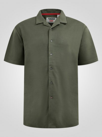 D555 Connor Stretch Cuban Collar Reosrt Short Sleeve Shirt Khaki - Koszule - Koszule 2XL-10XL