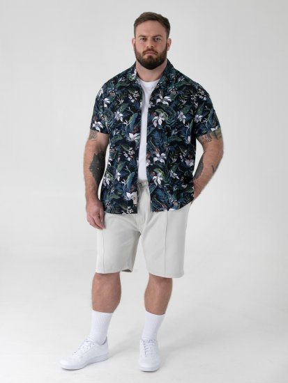 D555 Corden Hawaiian AOP Cuban Collar Resort Short Sleeve Navy - Koszulki z krótkim rękawem - Męskie koszule z krótkim rękawem