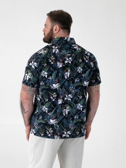 D555 Corden Hawaiian AOP Cuban Collar Resort Short Sleeve Navy - Koszulki z krótkim rękawem - Męskie koszule z krótkim rękawem