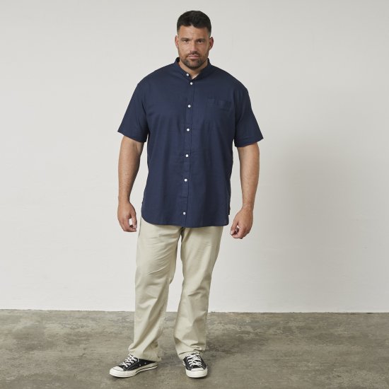 North Latitude 61109 Koszula z Krótkim Rękawem z Kołnierzykiem Mao Granatowy - Koszule - Koszule 2XL-10XL