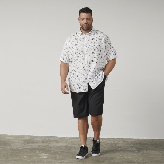 North Latitude 61111 Lniana Koszula z Nadrukiem Krótki Rękaw Biały - Koszule - Koszule 2XL-10XL