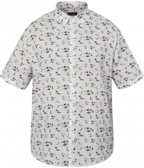 North Latitude 61111 Lniana Koszula z Nadrukiem Krótki Rękaw Biały - Koszule - Koszule 2XL-10XL