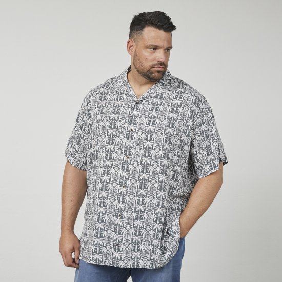 North Latitude 61313 Koszula Wiskozowa z Kołnierzem Kubańskim Szary - Koszule - Koszule 2XL-10XL