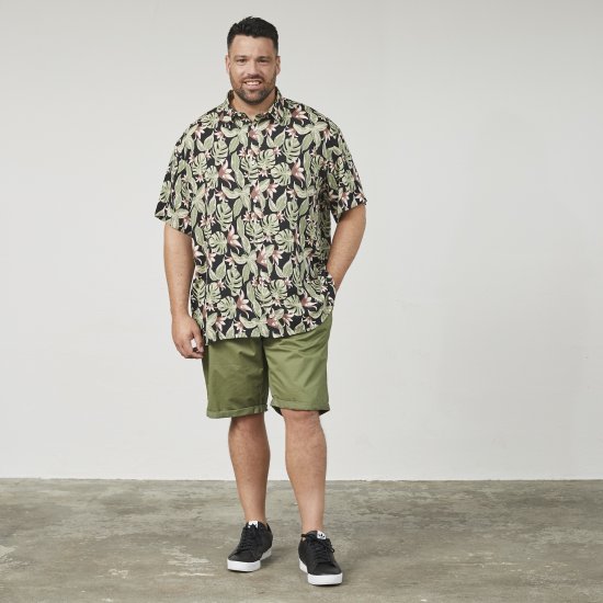 North Latitude 61357 Koszula Wiskozowa z Nadrukiem Całościowym Czarny - Koszule - Koszule 2XL-10XL