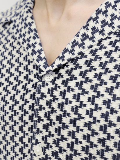 Jack & Jones Montauk Crochet Short Sleeve Shirt Navy - Koszule - Koszule 2XL-10XL