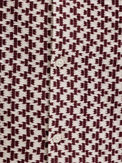 Jack & Jones Montauk Crochet Short Sleeve Shirt Dark Red - Koszulki z krótkim rękawem - Męskie koszule z krótkim rękawem