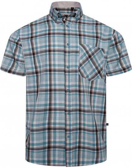 Kam Jeans 6339 Checked Short Sleeve Shirt Mineral Blue - Koszule - Koszule 2XL-10XL