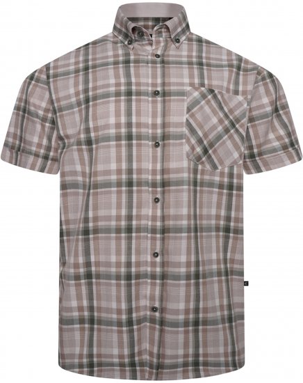 Kam Jeans 6339 Checked Short Sleeve Shirt Beige - Koszule - Koszule 2XL-10XL