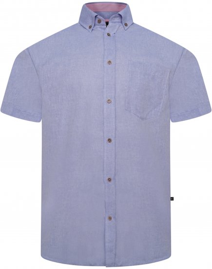 Kam Jeans 6340 Linen Mix Short Sleeve Shirt Blue - Koszule - Koszule 2XL-10XL