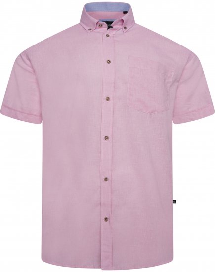 Kam Jeans 6340 Linen Mix Short Sleeve Shirt Pink - Koszule - Koszule 2XL-10XL