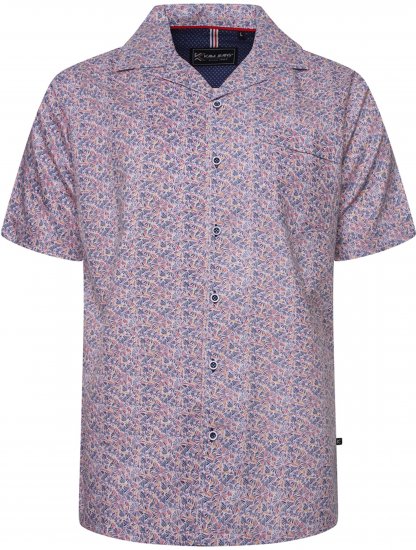 Kam Jeans 6343 Hawaiian Collar Floral Short Sleeve Shirt Navy - Koszule - Koszule 2XL-10XL