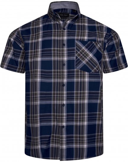 Kam jeans 6350 Casual Checked Short Sleeve Shirt Indigo - Koszule - Koszule 2XL-10XL