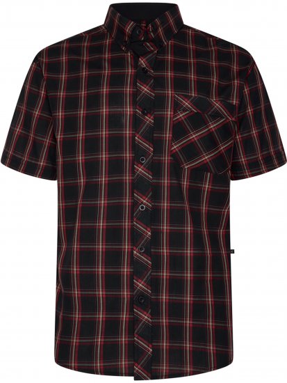 Kam Jeans 6365 Checked Short Sleeve Shirt Burgundy - Koszule - Koszule 2XL-10XL