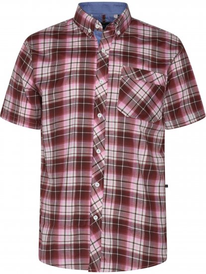 Kam Jeans 6368 Checked Short Sleeve Shirt Red - Koszule - Koszule 2XL-10XL
