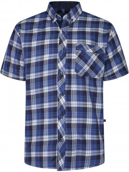 Kam Jeans 6369 Checked Short Sleeve Shirt Blue - Koszule - Koszule 2XL-10XL