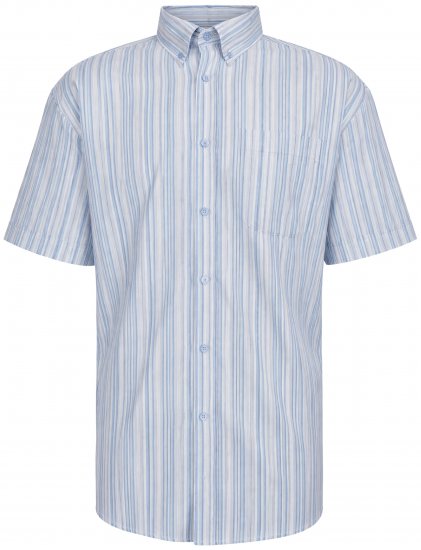 Kam Jeans 6373 Casual Striped Short Sleeve Shirt Blue - Koszule - Koszule 2XL-10XL