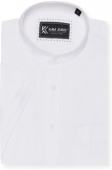 Kam Jeans P020 Premium Short Sleeve Oxford Shirt White - Koszule - Koszule 2XL-10XL
