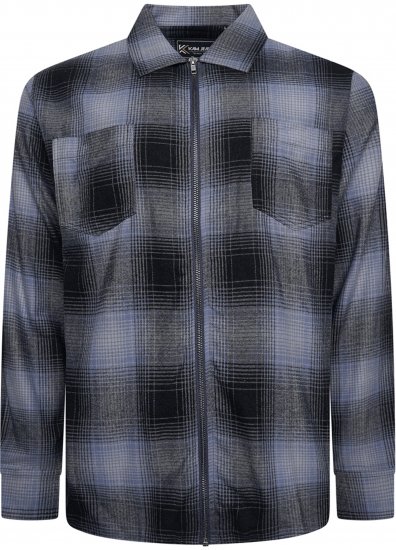 Kam Jeans 6354 Zip Through Check Shirt Charcoal - Koszule - Koszule 2XL-10XL