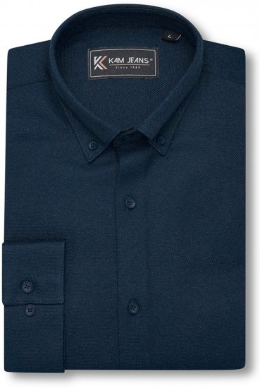 Kam Jeans 6357 Dobby Weave Shirt Navy - Koszule - Koszule 2XL-10XL