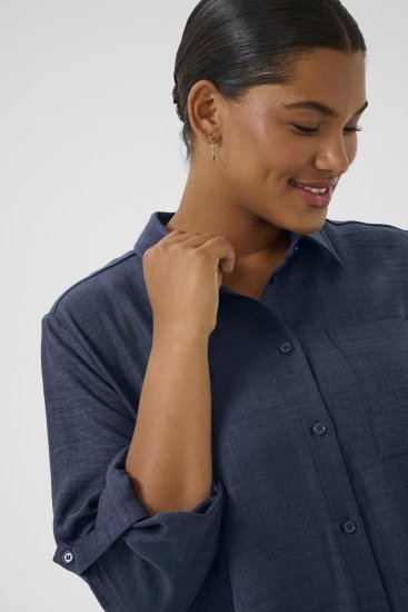 Kaffe Curve Ellie Shirt Tunic Moon Indigo Blue - Tuniki - 