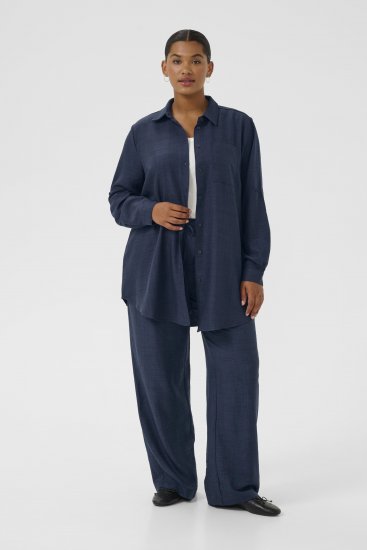 Kaffe Curve Ellie Shirt Tunic Moon Indigo Blue - Tuniki - 
