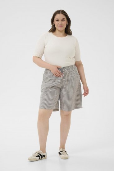 Kaffe Curve Nana Szorty w paski Północny/Biały w paski - Jeansy & Spodnie w Dużych Rozmiarach – Plus Size - 