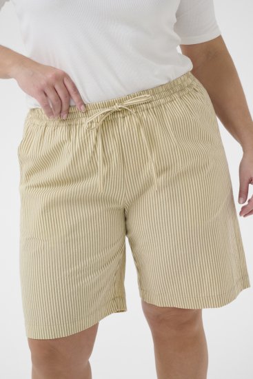 Kaffe Curve Nana Szorty w paski Chincilla/Biały w paski - Jeansy & Spodnie w Dużych Rozmiarach – Plus Size - 