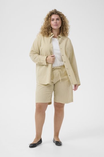 Kaffe Curve Nana Szorty w paski Chincilla/Biały w paski - Jeansy & Spodnie w Dużych Rozmiarach – Plus Size - 