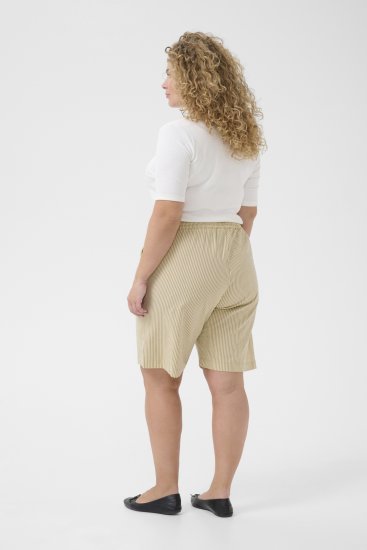 Kaffe Curve Nana Szorty w paski Chincilla/Biały w paski - Jeansy & Spodnie w Dużych Rozmiarach – Plus Size - 