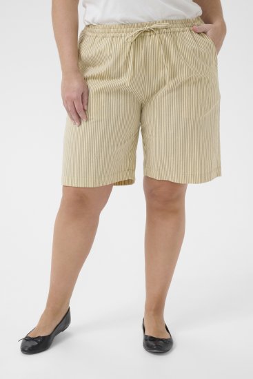 Kaffe Curve Nana Szorty w paski Chincilla/Biały w paski - Jeansy & Spodnie w Dużych Rozmiarach – Plus Size - 