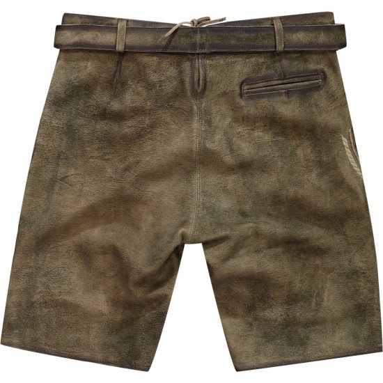 JP1880 Shorts Goat Suede with Belt Buckle Traditional Moss Green - Ubrania wizytowe - Ubrania świąteczne i wizytowe – Świętuj stylowo i wygodnie
