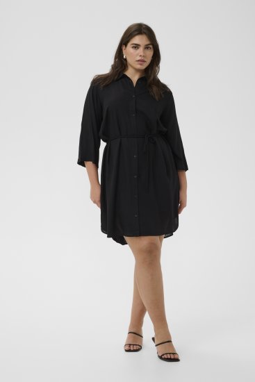 Kaffe Curve Mille Short Shirt Dress Black Deep - Sukienki mini - 