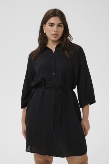 Kaffe Curve Mille Short Shirt Dress Black Deep - Sukienki mini - 