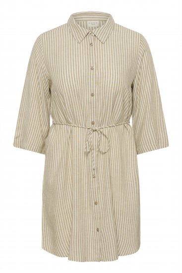 Kaffe Curve Milla Short Shirt Dress Chinchilla/Chalk Stripe - Sukienki mini - 